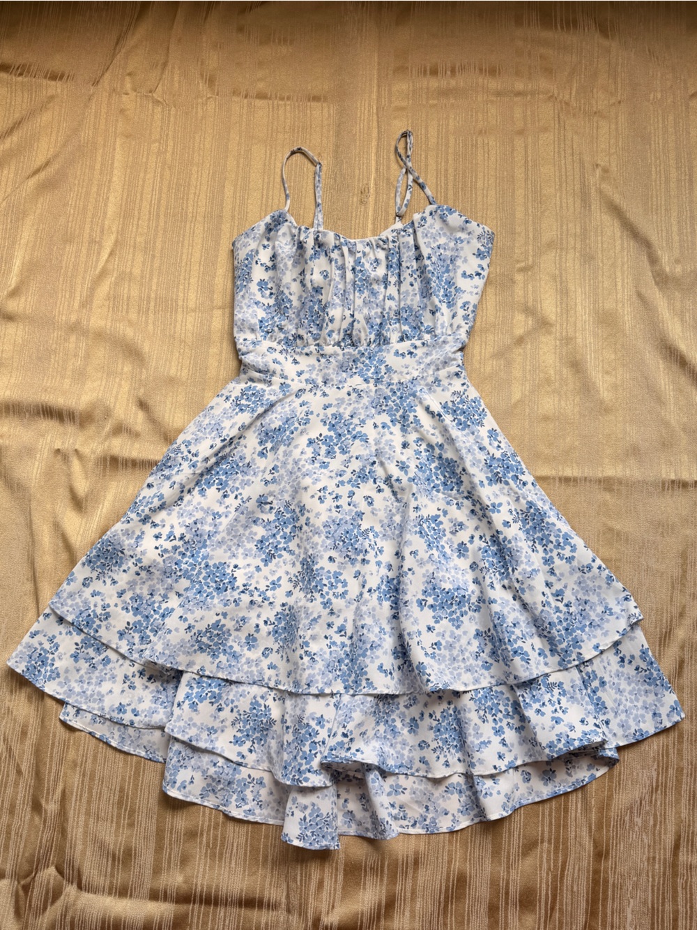 Floral Blue and White Ruffled dress